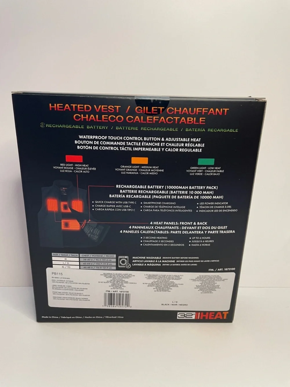NIB Heated Vest L/G - Rechargeable Battery Heated Vest (Black) - Picture 2 of 6